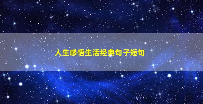 人生感悟生活经典句子短句