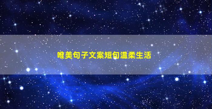 唯美句子文案短句温柔生活