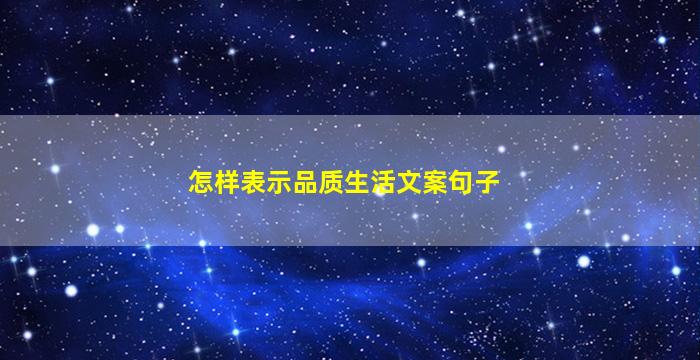 怎样表示品质生活文案句子