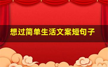 想过简单生活文案短句子